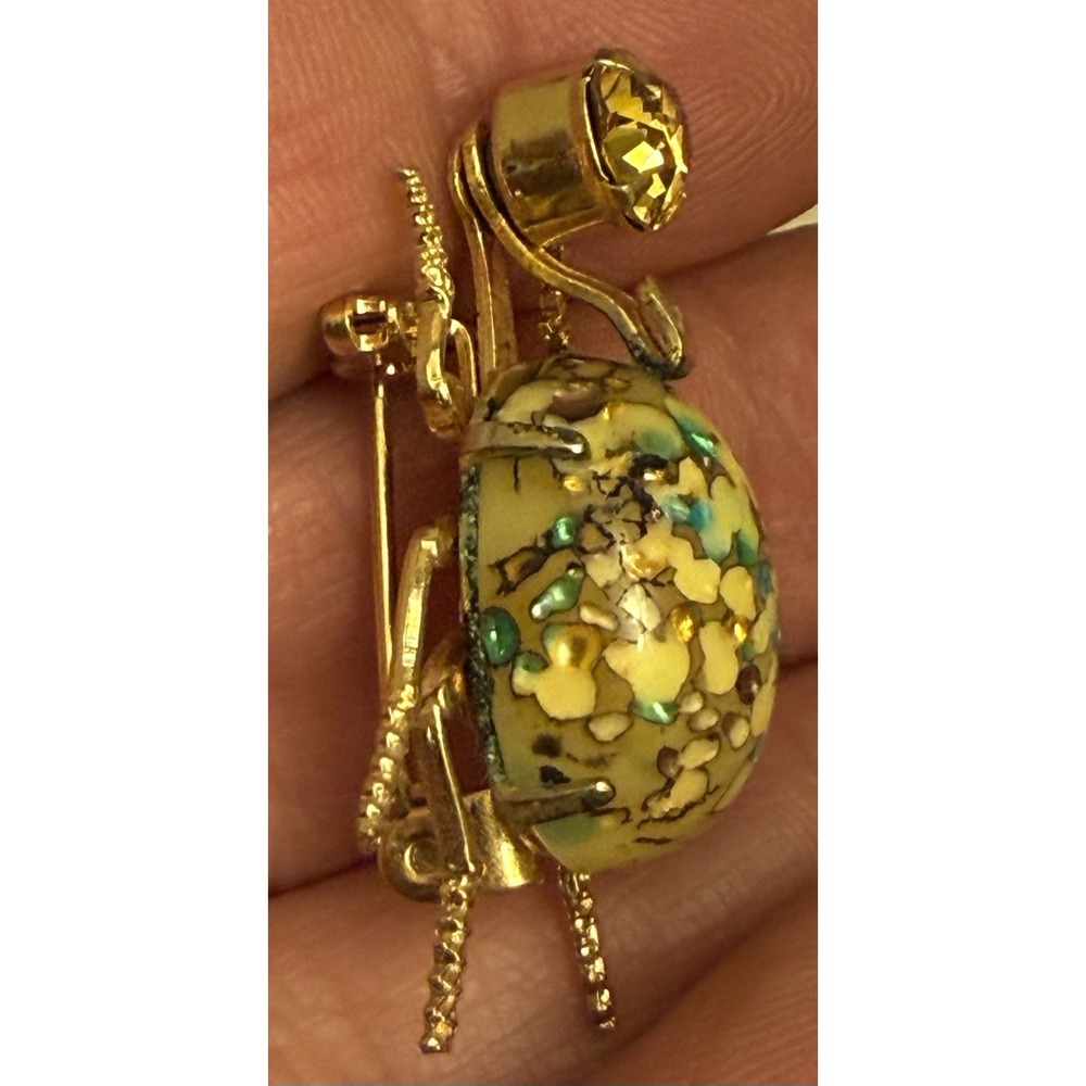 Vintage/Antique‎ Goldtone Rhinestone Bug/Insect Brooch 1.5" - Picture 6 of 7